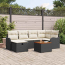 Havesofa Sæt med pude med opbevaring 7 pcs Sort Poly rattan