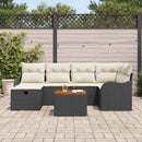 Havesofa Sæt med pude med opbevaring 7 pcs Sort Poly rattan
