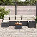 Havesofa Sæt med pude med opbevaring 8 pcs Sort Poly rattan