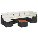 Havesofa Sæt med pude med opbevaring 8 pcs Sort Poly rattan