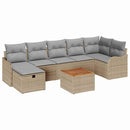 Havesofa Sæt 8 stk. Beige Poly rattan