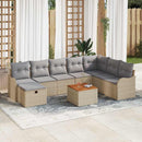 Havesofa Sæt 9 stk. Beige Poly rattan