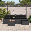 Havesofa Sæt 6 stk. Sort Poly rattan
