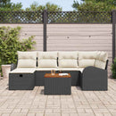 Havesofa Sæt med pude med opbevaring 7 pcs Sort Poly rattan