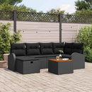 Havesofa Sæt 7 stk. Sort Poly rattan