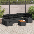 Havesofa Sæt 8 stk. Sort Poly rattan