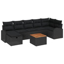 Havesofa Sæt 8 stk. Sort Poly rattan