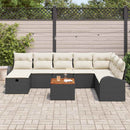 Havesofa Sæt med pude med opbevaring 9 pcs Sort Poly rattan