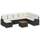 Havesofa Sæt med pude med opbevaring 9 pcs Sort Poly rattan