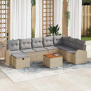 Havesofa Sæt 9 stk. Beige Poly rattan
