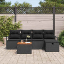 Havesofa Sæt 6 stk. Sort Poly rattan