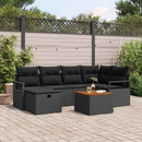 Havesofa Sæt 7 stk. Sort Poly rattan