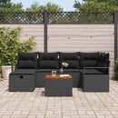 Havesofa Sæt 7 stk. Sort Poly rattan