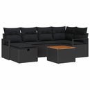 Havesofa Sæt 7 stk. Sort Poly rattan