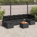 Havesofa Sæt 8 stk. Sort Poly rattan
