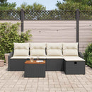 Havesofa Sæt med pude med opbevaring 6 pcs Sort Poly rattan