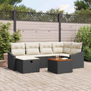 Havesofa Sæt med pude med opbevaring 7 pcs Sort Poly rattan