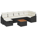 Havesofa Sæt med pude med opbevaring 8 pcs Sort Poly rattan