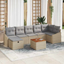 Havesofa Sæt 8 stk. Beige Poly rattan