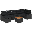 Havesofa Sæt 8 stk. Sort Poly rattan