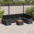 Havesofa Sæt 9 stk. Sort Poly rattan