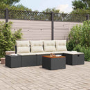 Havesofa Sæt med pude med opbevaring 6 pcs Sort Poly rattan
