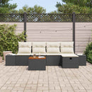 Havesofa Sæt med pude med opbevaring 6 pcs Sort Poly rattan
