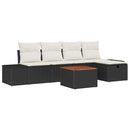Havesofa Sæt med pude med opbevaring 6 pcs Sort Poly rattan