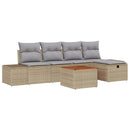 Havesofa Sæt 6 stk. Beige Poly rattan
