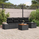 Havesofa Sæt 6 stk. Sort Poly rattan