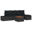 Havesofa Sæt 6 stk. Sort Poly rattan