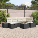 Havesofa Sæt med pude med opbevaring 7 pcs Sort Poly rattan