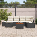 Havesofa Sæt med pude med opbevaring 7 pcs Sort Poly rattan