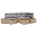 Havesofa Sæt 7 stk. Beige Poly rattan