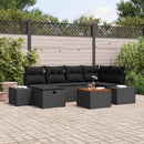 Havesofa Sæt 7 stk. Sort Poly rattan
