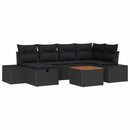 Havesofa Sæt 7 stk. Sort Poly rattan