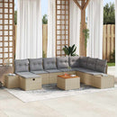Havesofa Sæt 9 stk. Beige Poly rattan
