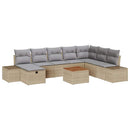 Havesofa Sæt 9 stk. Beige Poly rattan