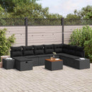 Havesofa Sæt 9 stk. Sort Poly rattan