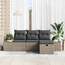 Havesofa Sæt med pude med opbevaring 4 pcs Grå polyrattan