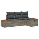 Havesofa Sæt med pude med opbevaring 4 pcs Grå polyrattan