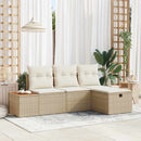Havesofa Sæt med pude med opbevaring 4 pcs Beige polyrattan