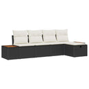 Havesofa Sæt med pude 5 pcs Sort Poly rattan
