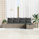 Havesofa Sæt med pude 5 pcs Grå Poly rattan