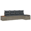 Havesofa Sæt med pude 5 pcs Grå Poly rattan