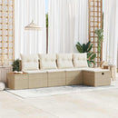 Havesofa Sæt med pude 5 pcs Beige Poly rattan