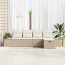Havesofa Sæt med pude 5 pcs Beige Poly rattan