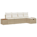 Havesofa Sæt med pude 5 pcs Beige Poly rattan