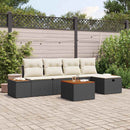 Havesofa Sæt med pude 6 pcs Sort Poly rattan