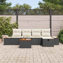 Havesofa Sæt med pude 6 pcs Sort Poly rattan